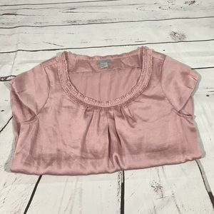 H&M Rose Gold blouse top short sleeve silky shirt